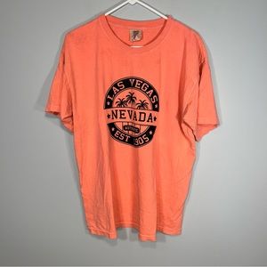 Las Vegas Nevada Shirt Mens Large Orange Pink Comfort Colors Crewneck Casual